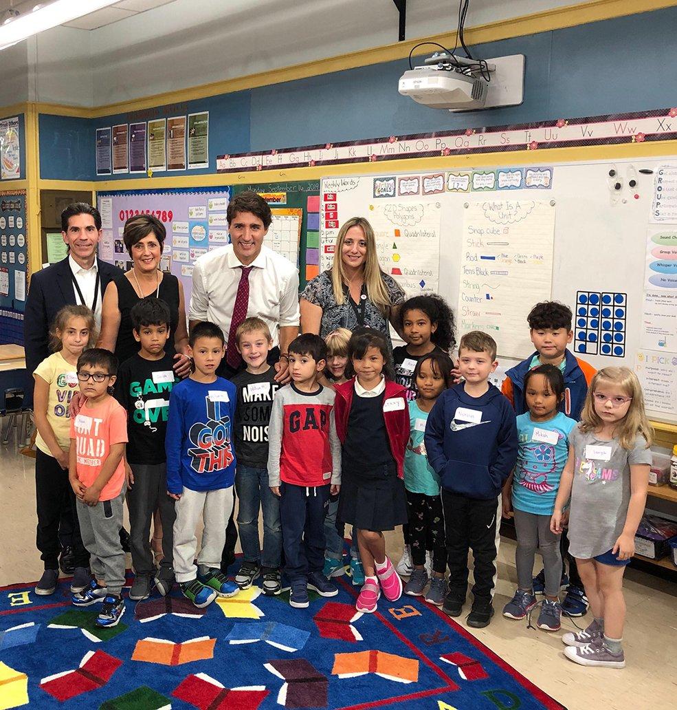 group of Blessed Sacrament students with PM Justin Trudeau
